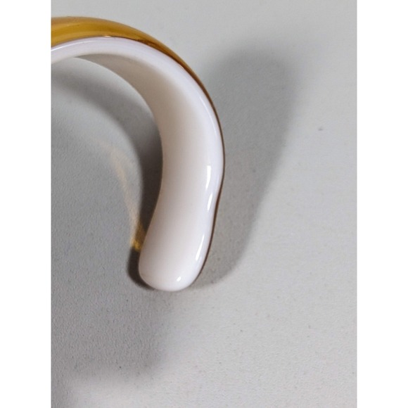 Brown White Glass Open Cuff Bangle Bracelet 6.5 inches - Picture 5 of 7